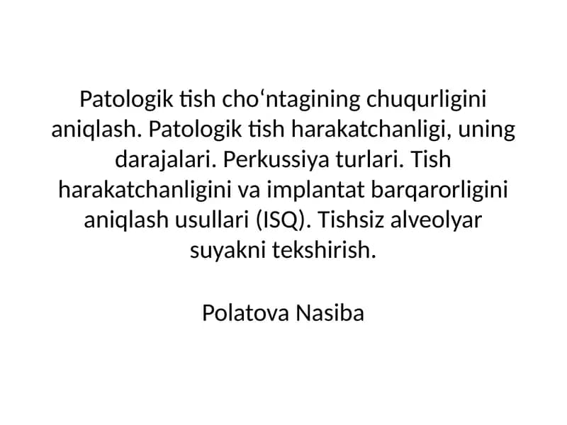 patologik tish cho'ntagining chuqurligini aniqlash