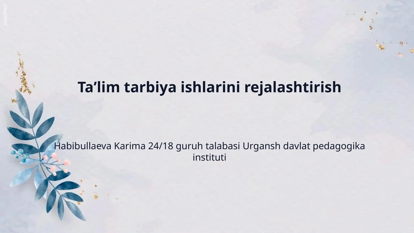 Taʼlim tarbiya ishlarini rejalashtirish