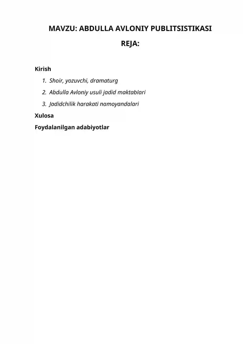 ABDULLA AVLONIY PUBLITSISTIKASI