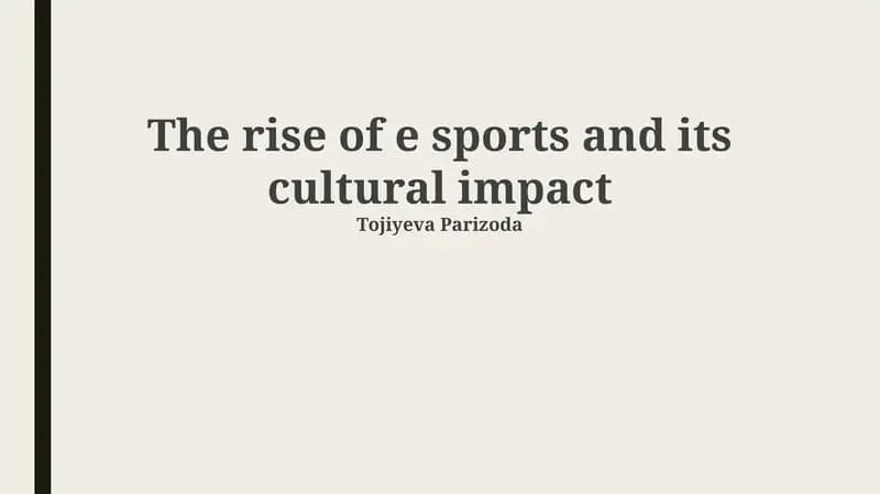 The rise of e sports and its cultural impact
