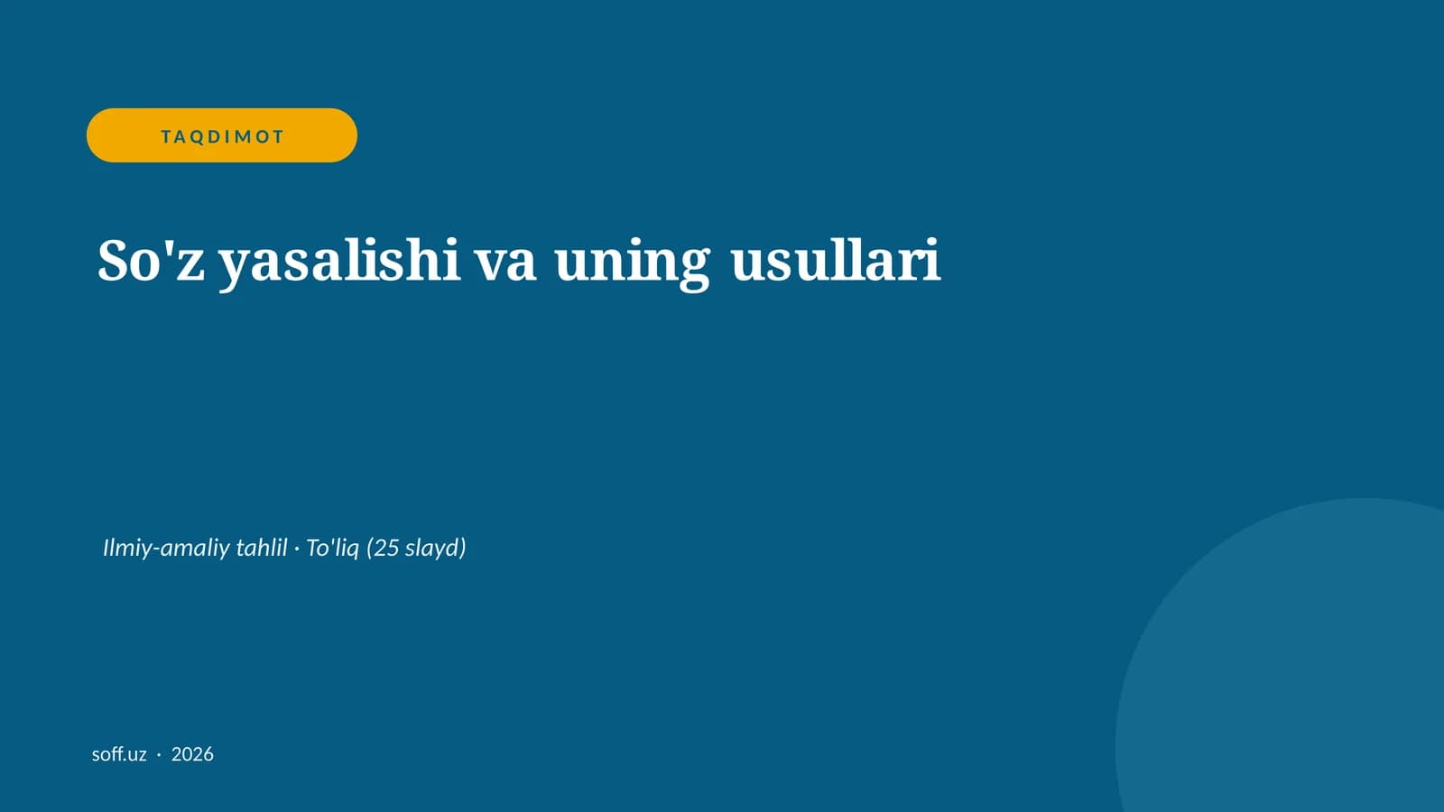 So'z yasalishi va uning usullari