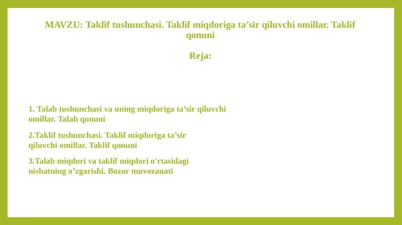 Taklif tushunchasi va talablar