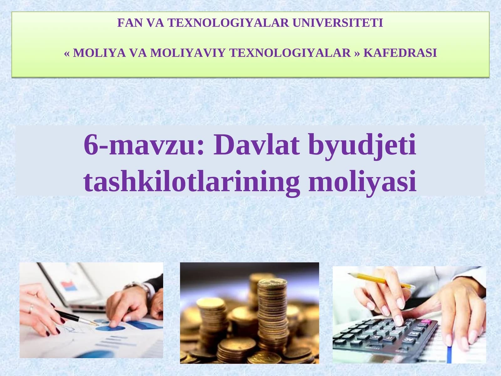Davlat byudjeti tashkilotlarining moliyasi
