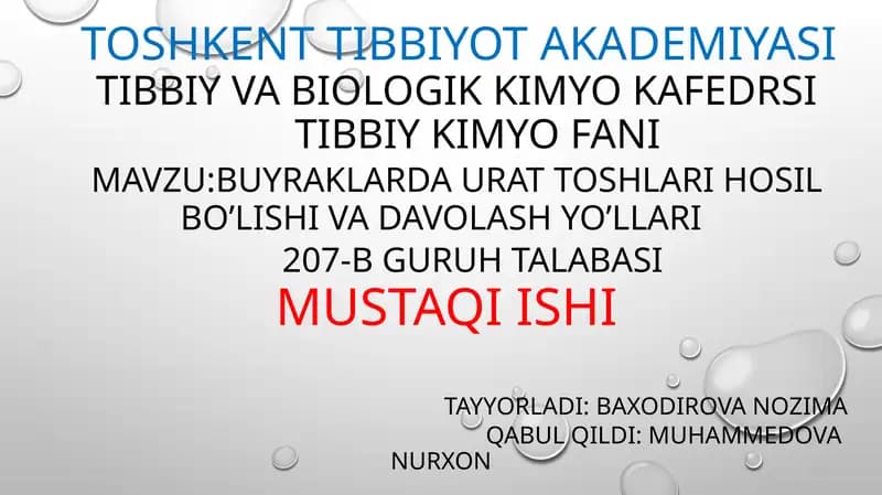 Toshkasalliklarining asosiy turkumlari
