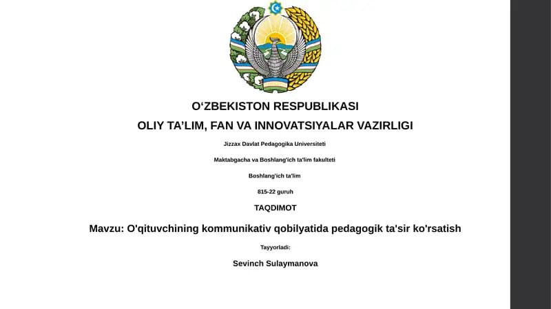 O'qituvchining kommunikativ qobilyatida pedagogik ta'sir ko'rsatish