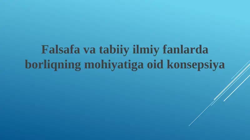 Borliq Tushunchasi