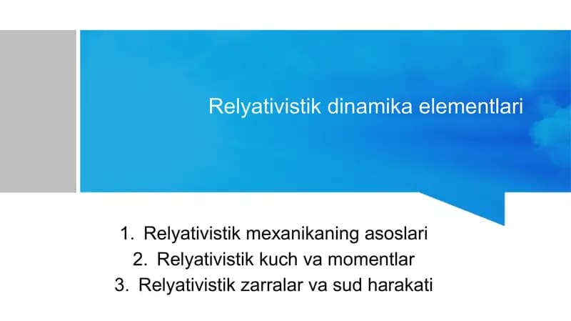 Relyativistik dinamika elementlari