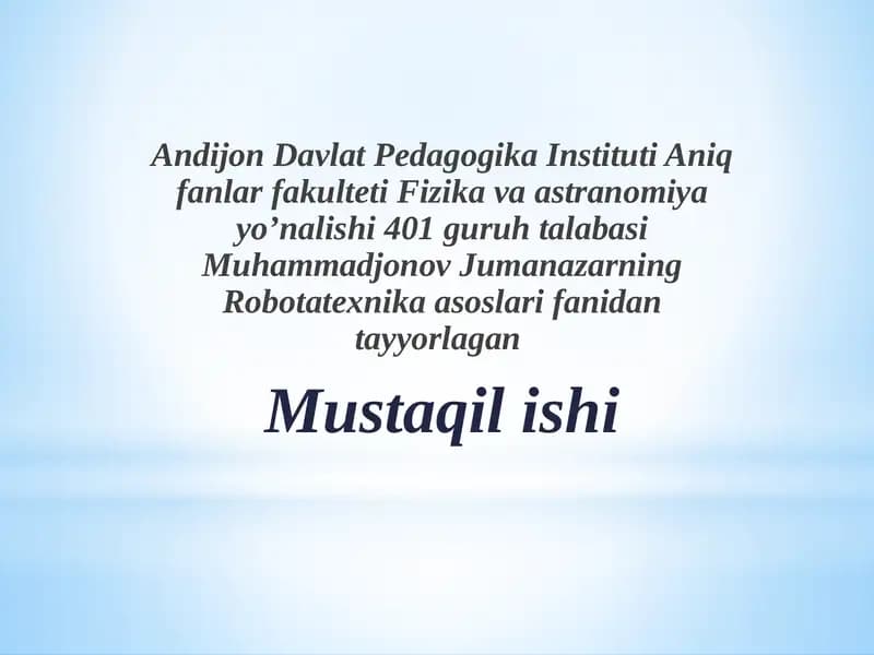 Arduinomikrokontrellarini dasturlash asoslari