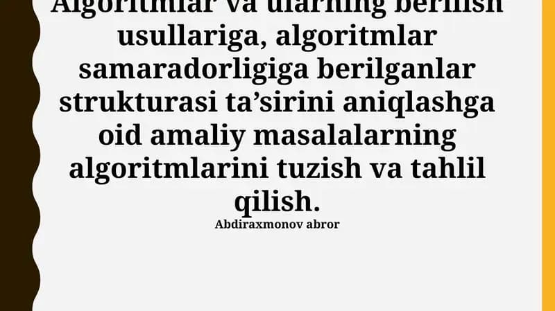 Algoritmlar va ularning berilish usullari