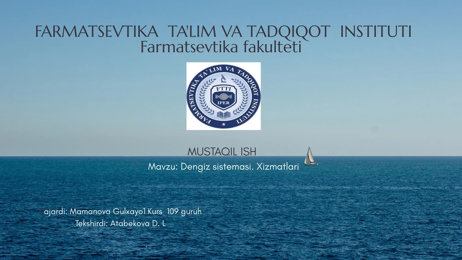 Dengiz sistemasi. Xizmatlari