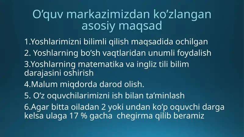 O'quv markazi loyiha