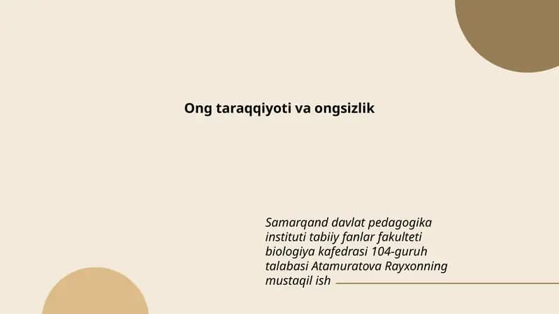 Ong taraqqiyoti va ongsizlik