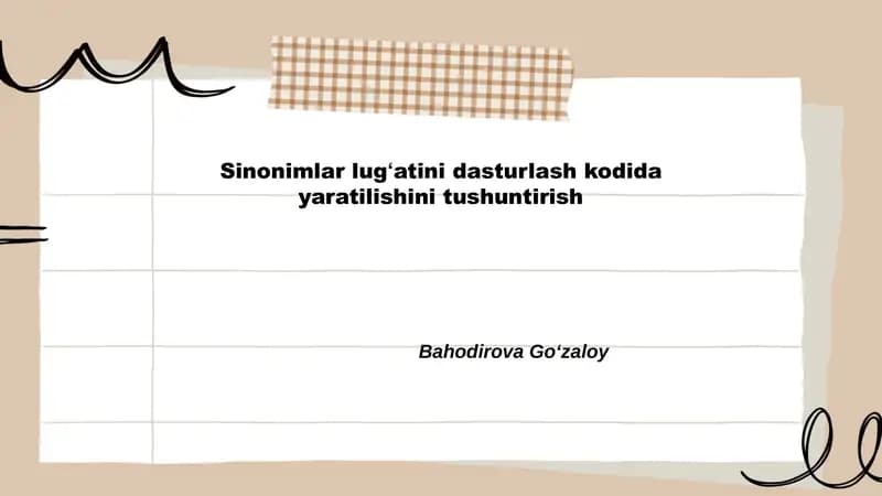 Sinonimlar lugʻatini yaratish