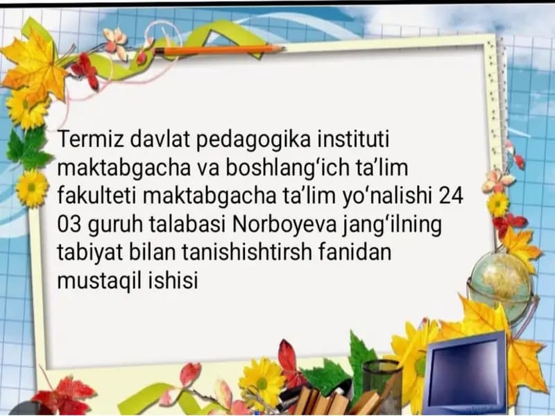 Maktabgacha yoshdagi bolalarni tabiat bilan tanishtirishda amaliy metod