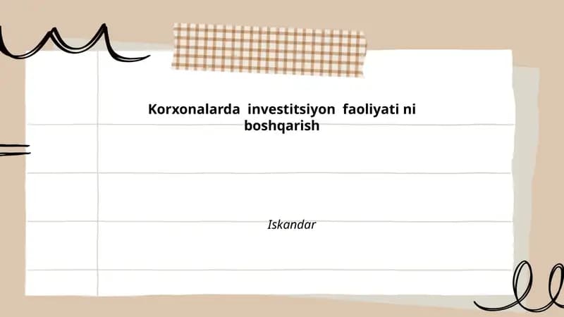 Investitsion strategiya va siyosatni shakllantirish