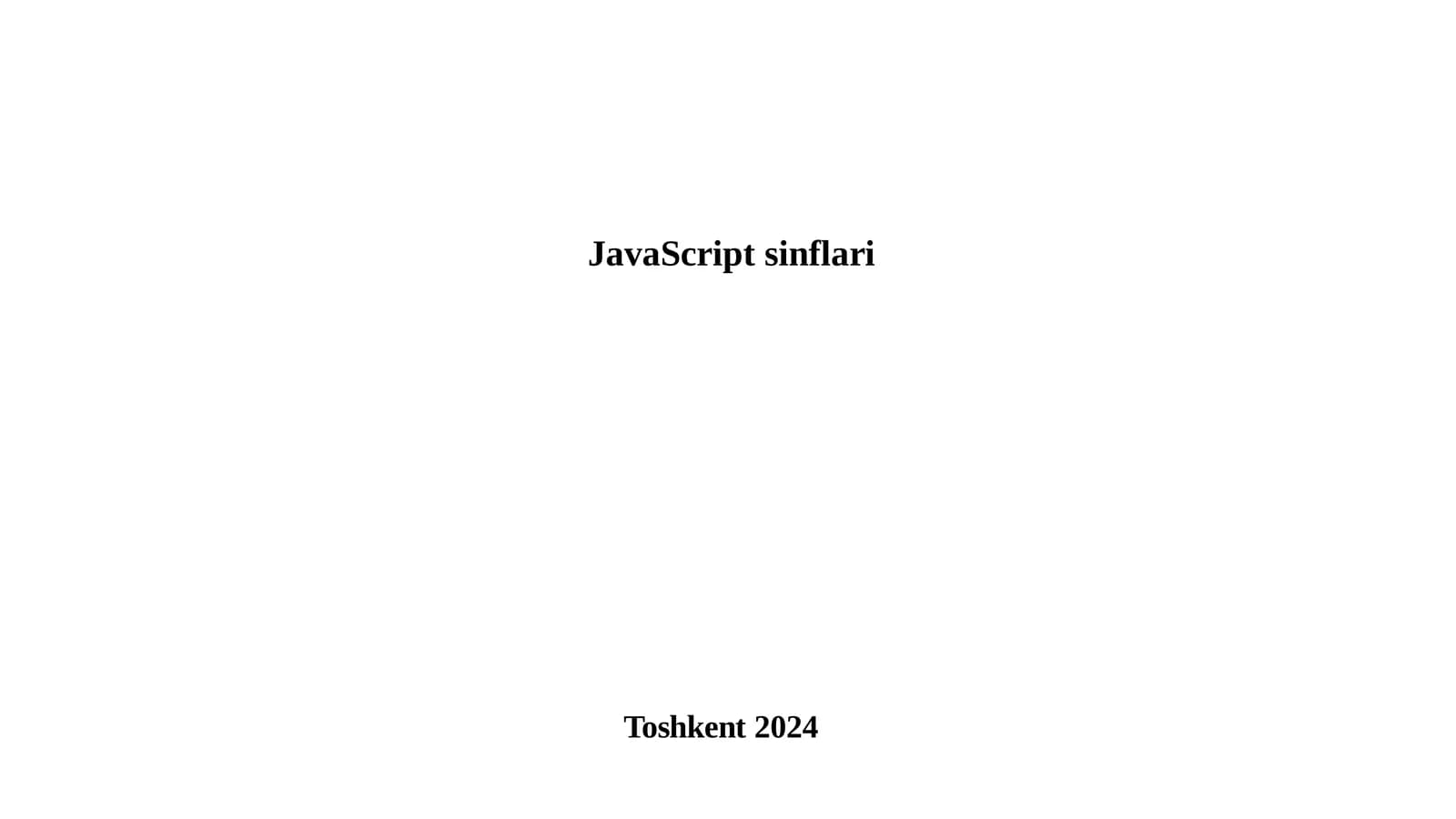 JavaScript klassi sintaksisi