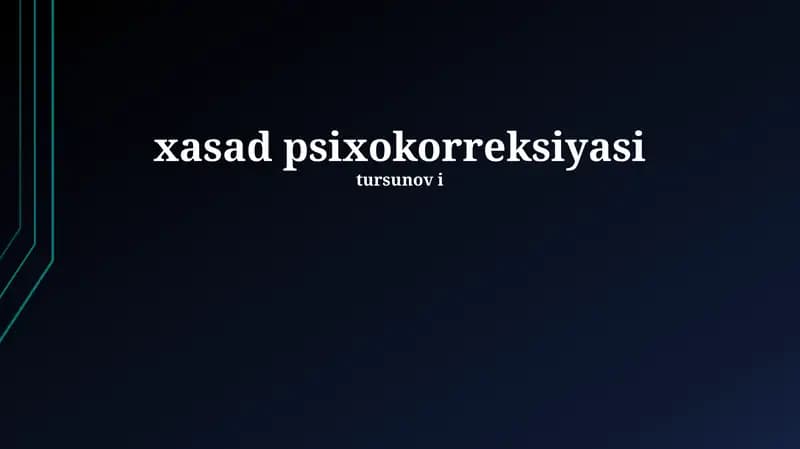 Psixologik To'g'irlash Usullari