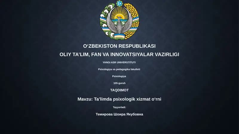 Taʼlimda psixologik xizmat oʻrni