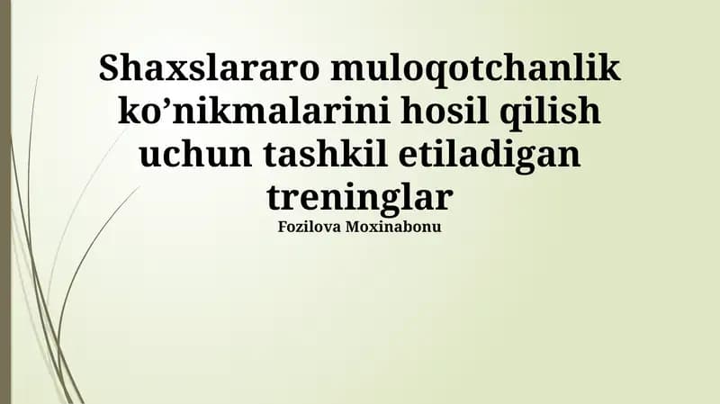 Treninglarning turlari va usullari