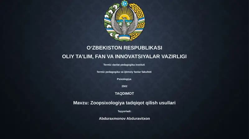 Zoopsixologiya tadqiqot qilish usullari