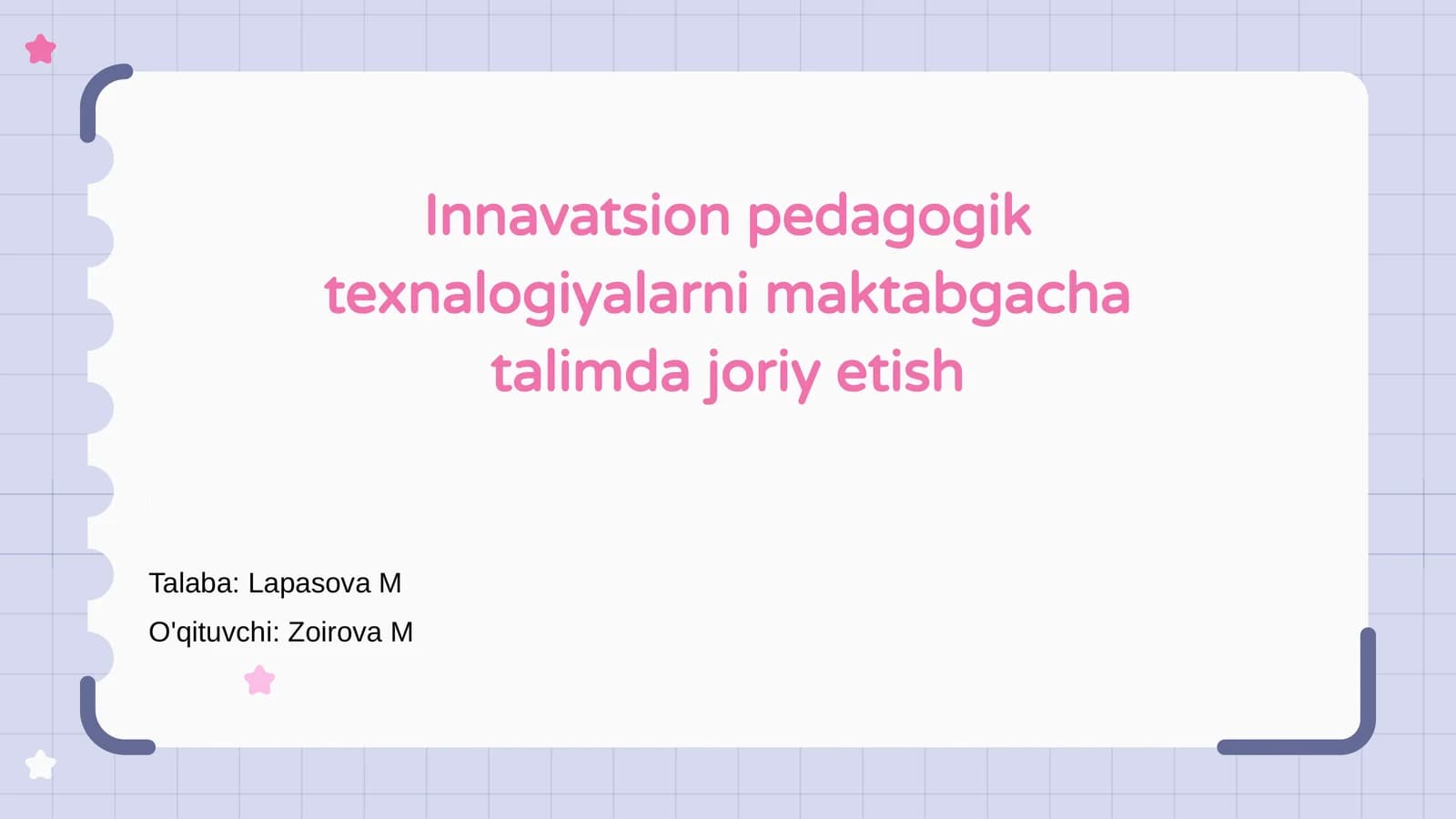 Innavatsion pedagogik texnalogiyalarni maktabgacha talimda joriy etish