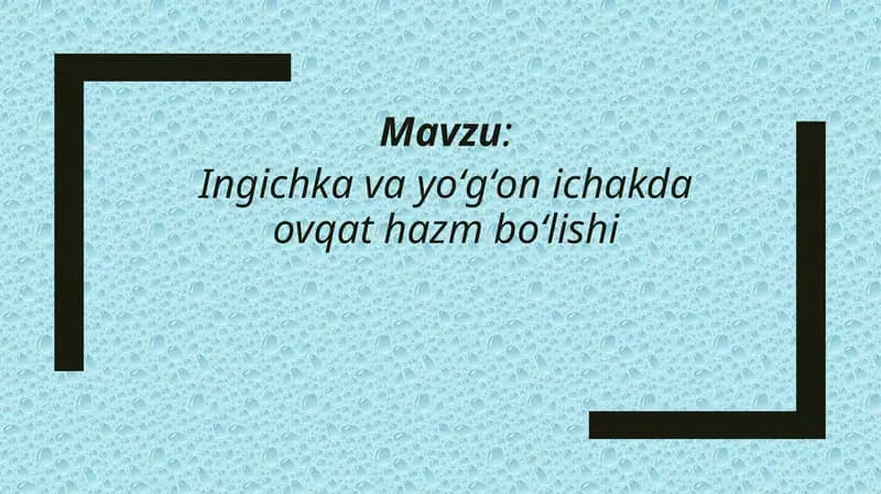Ingichka va yoʻgʻon ichakda ovqat hazm boʻlishi
