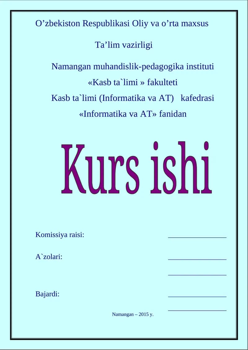 Kompyuter texnologiyalari mavzusida web sahifa yaratish