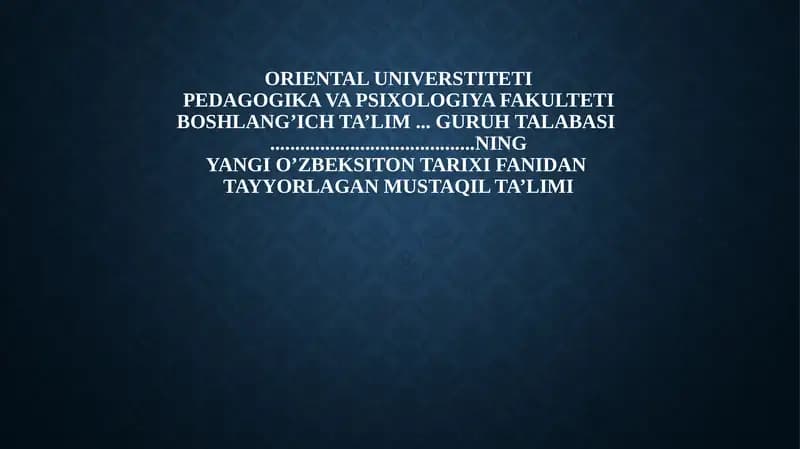 O'zbekiston Mustaqilligi