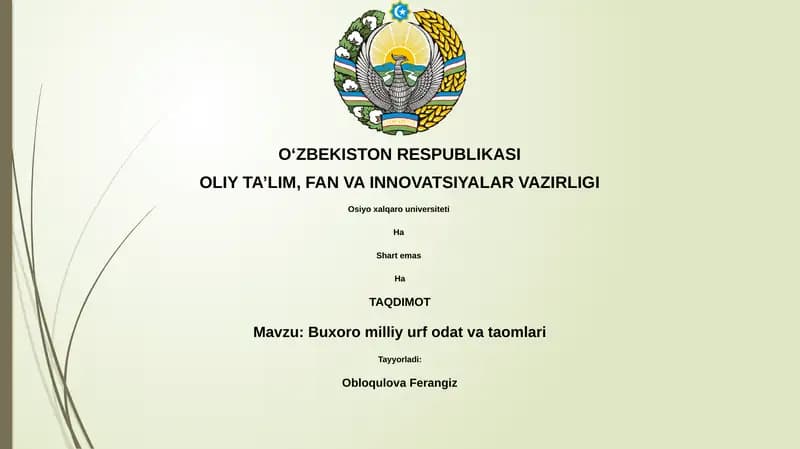 Buxoro milliy urf odat va taomlari