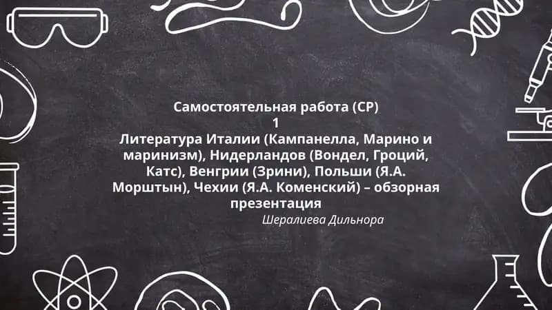 Литература Италии, Нидерландов, Венгрии, Польши, Чехии – обзорная презентация