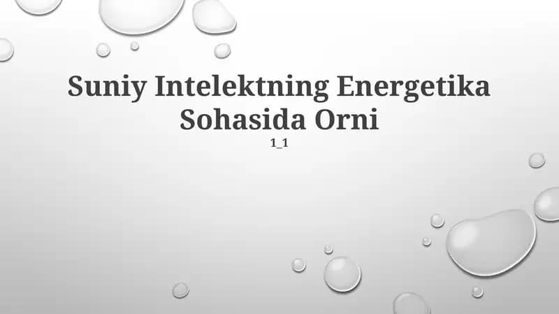 Suniy Intelektning Energetika Sohasida Orni