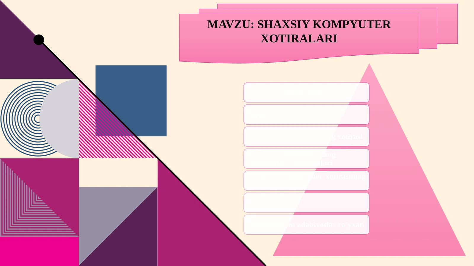 SHAXSIY KOMPYUTER XOTIRALARI