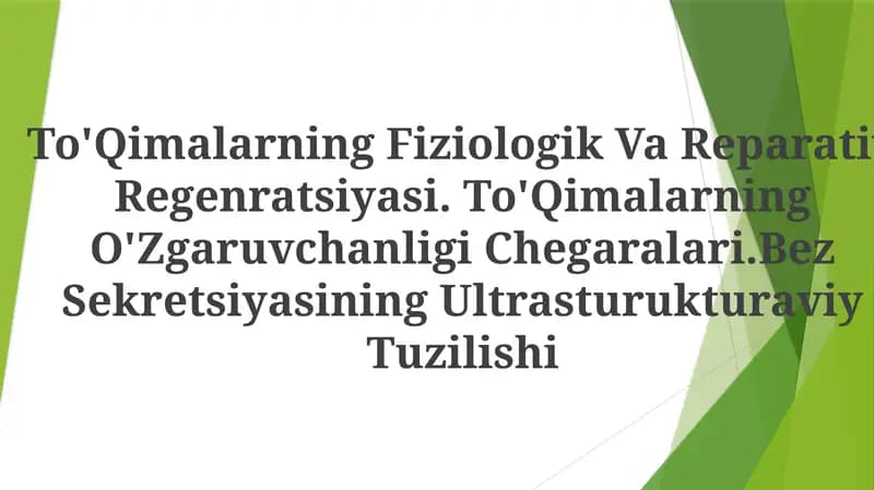 To'Qimalarning Fiziologik Va Reparativ Regenratsiyasi