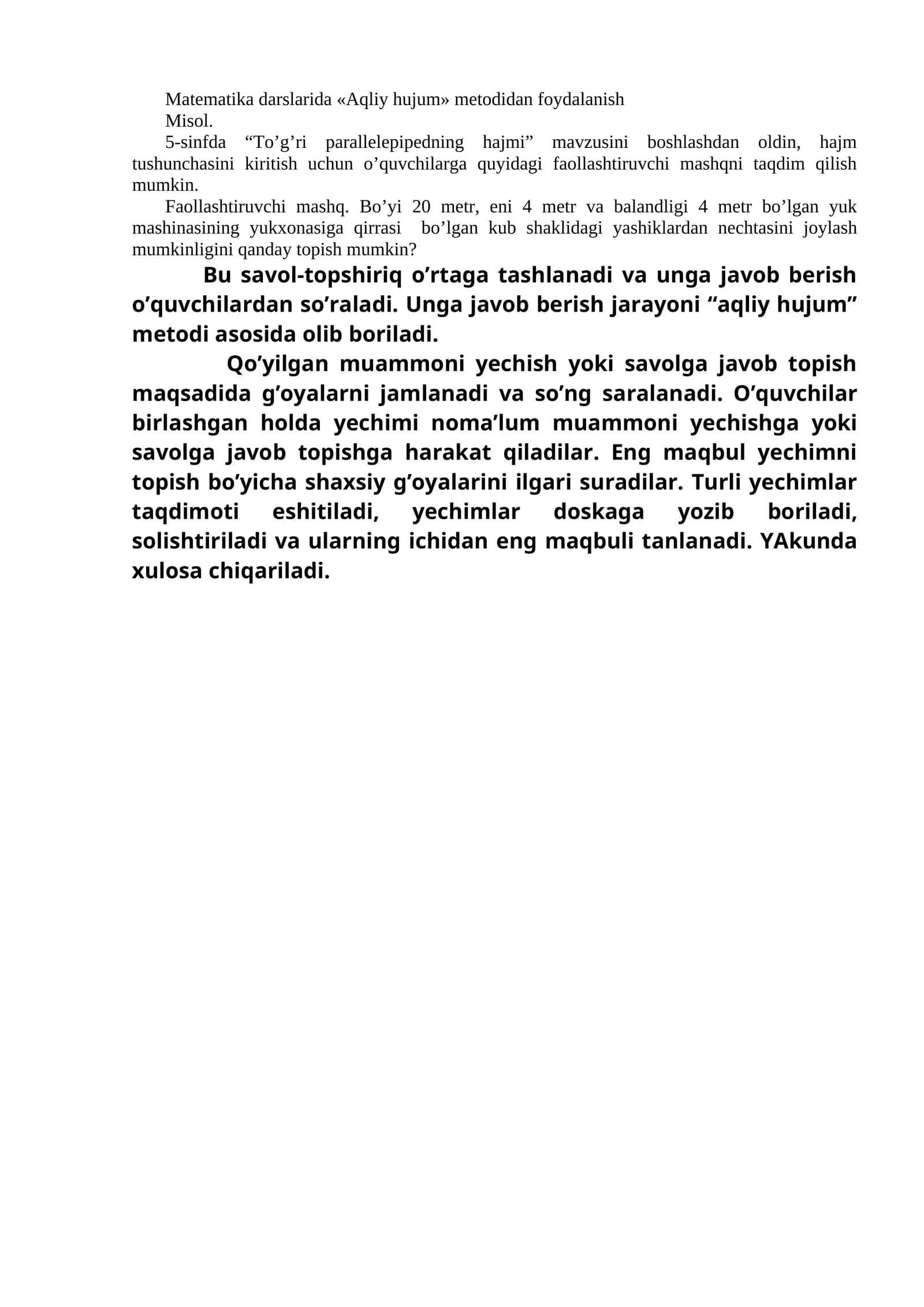 Aqliy hujum metodidan foydalanish