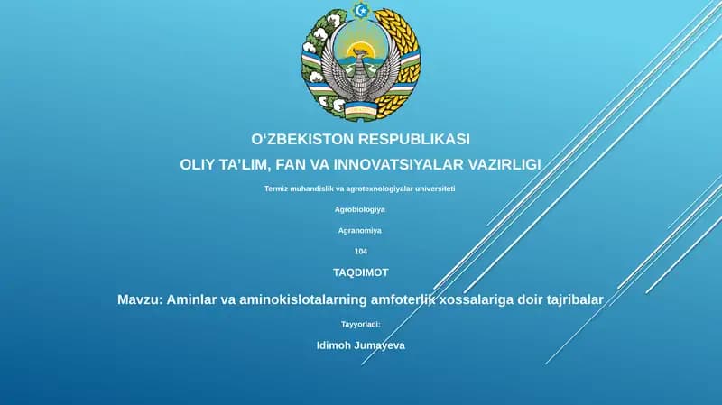 Aminlar va aminokislotalarning amfoterlik xossalariga doir tajribalar