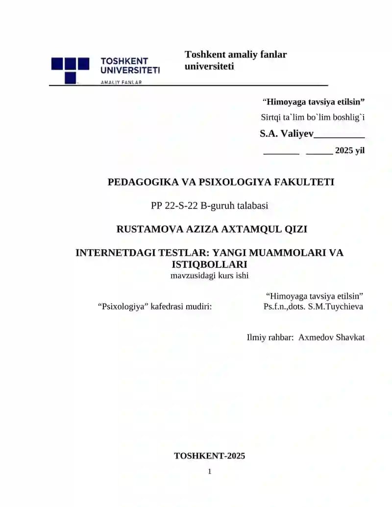 Internetdagi Testlar: Yangi Muammolari va Istiqbollari