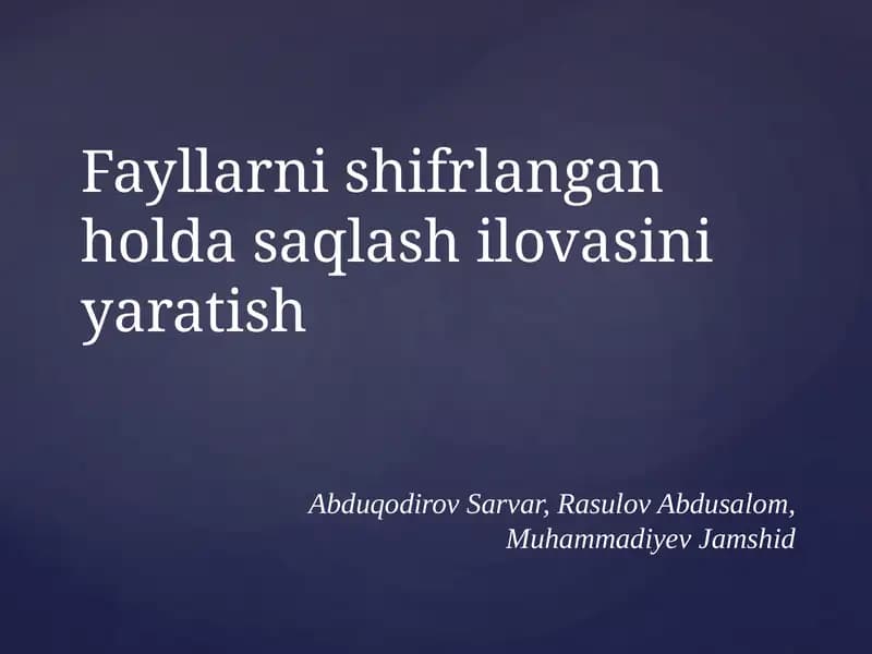 Shifrlash algoritmlari