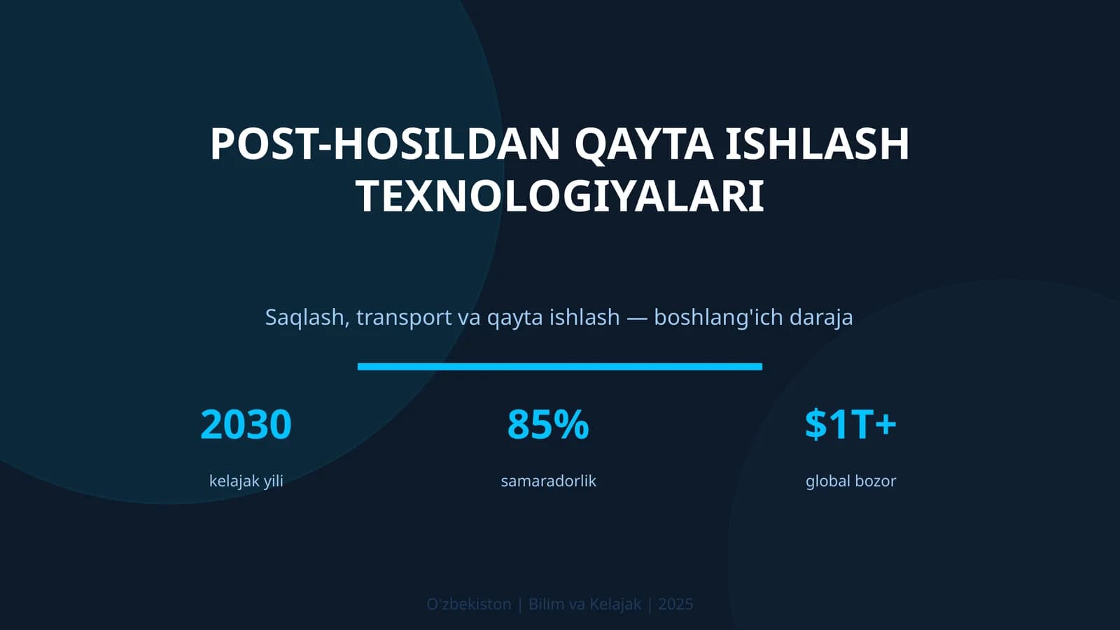 POST-HOSILDAN QAYTA ISHLASH TEXNOLOGIYALARI