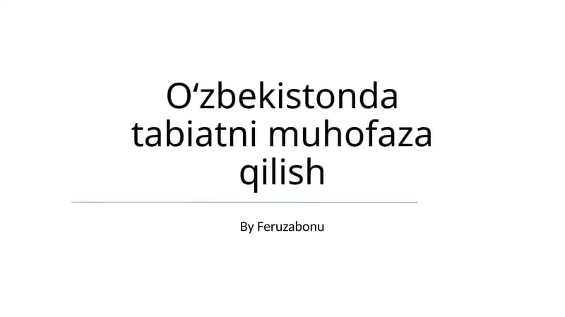 Oʻzbekistonda tabiatni muhofaza qilish