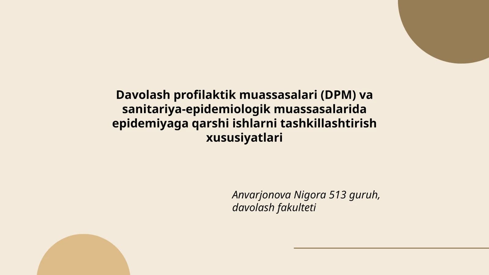Davolash profilaktik muassasalari (DPM) va sanitariya-epidemiologik muassasalarida epidemiyaga qarshi ishlarni tashkillashtirish xususiyatlari