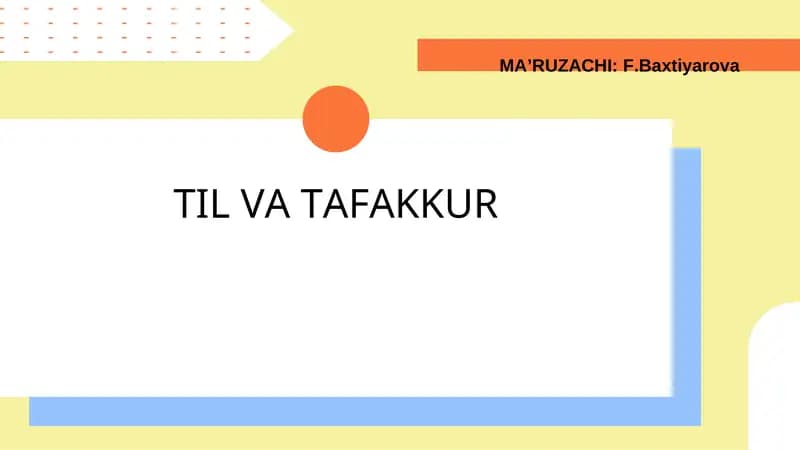 TIL VA TAFAKKUR