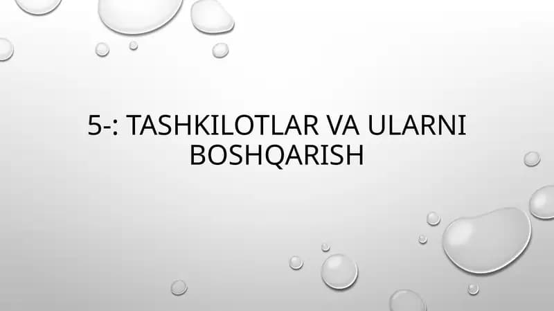 Tashkilotlar va ularni boshqarish