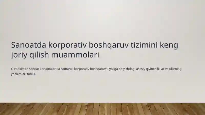 Sanoatda korporativ boshqaruv