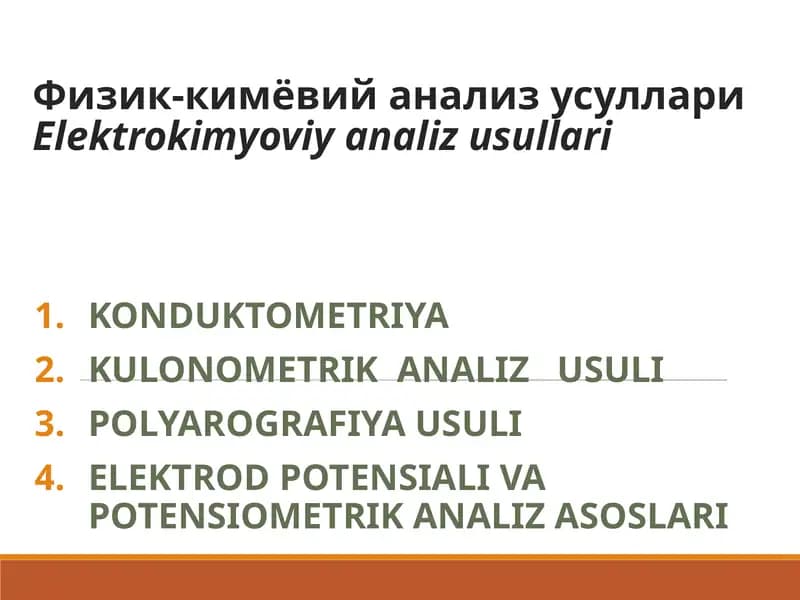Elektrokimyoviy analiz usullari