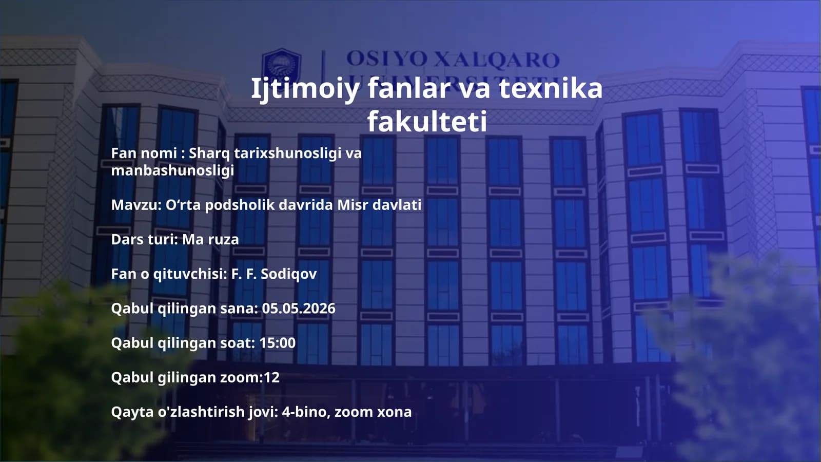 O‘RTA PODSHOLIK DAVRIDA MISR DAVLATI