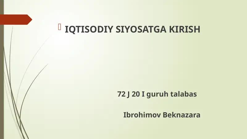 Davlatning Tashqi Iqtisodiy Siyosati
