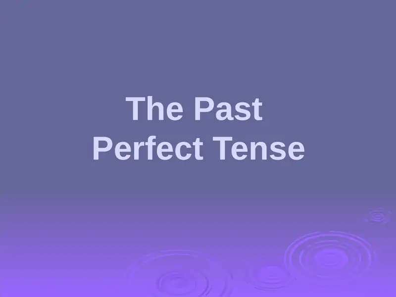 The Past Perfect Tense