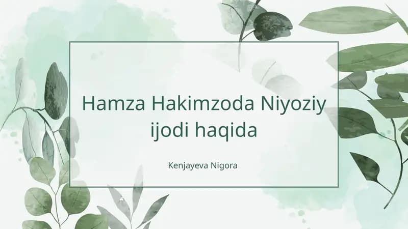 Hamza Hakimzoda Niyoziy ijodi haqida. SHERLARI BILAN