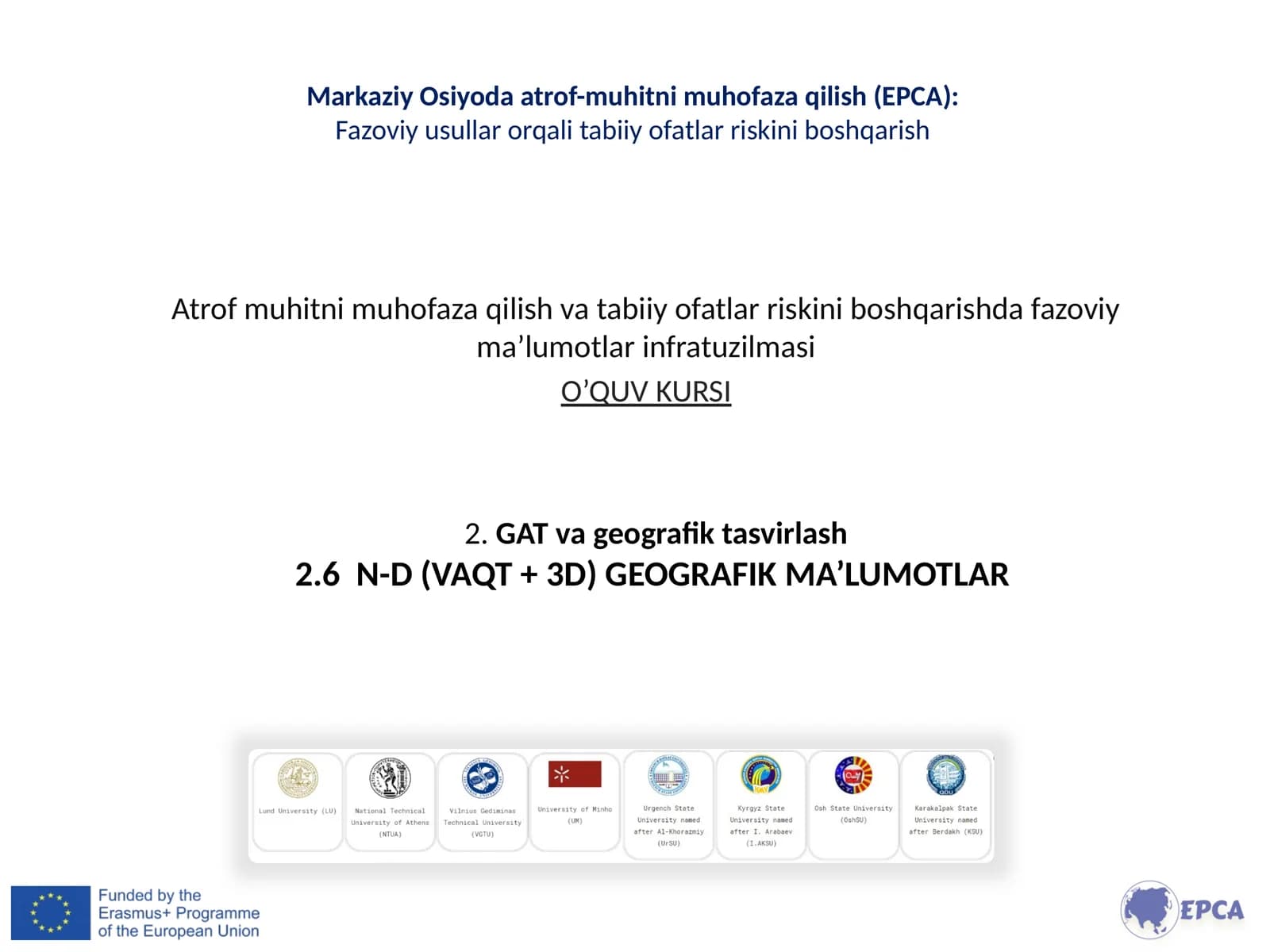 N-D (VAQT + 3D) GEOGRAFIK MA’LUMOTLAR