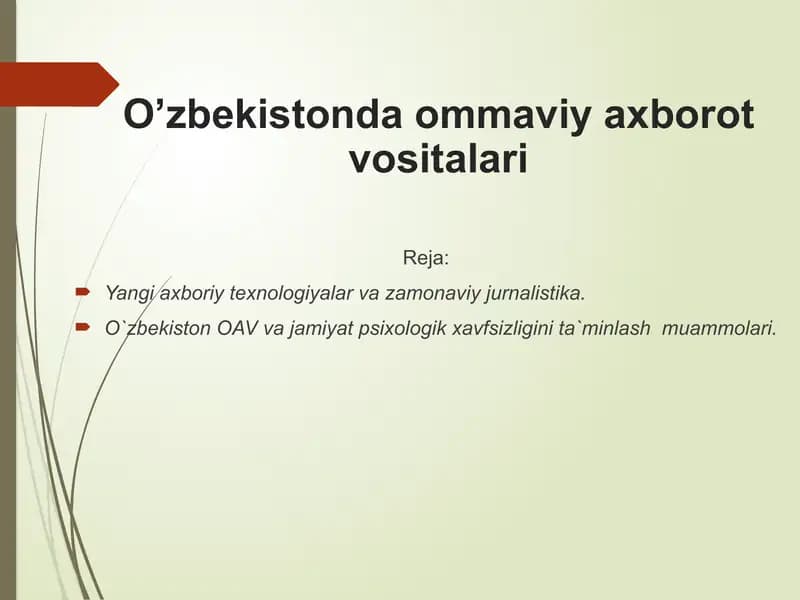 O’zbekistonda ommaviy axborot vositalari